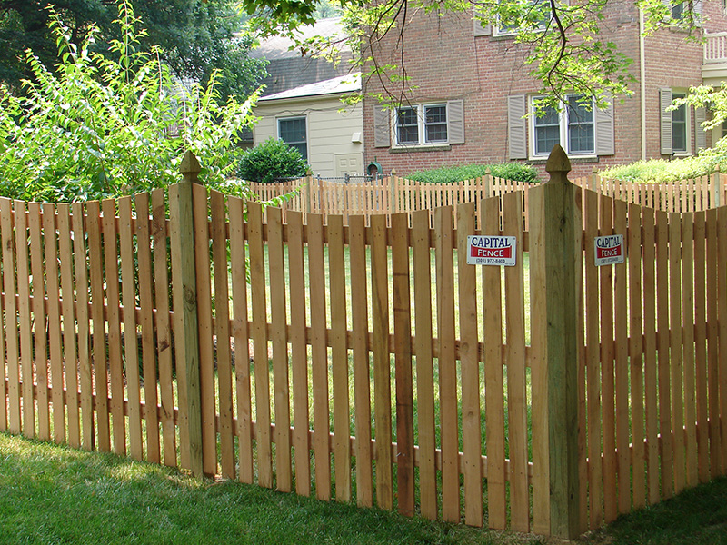 wood spaced picket fence