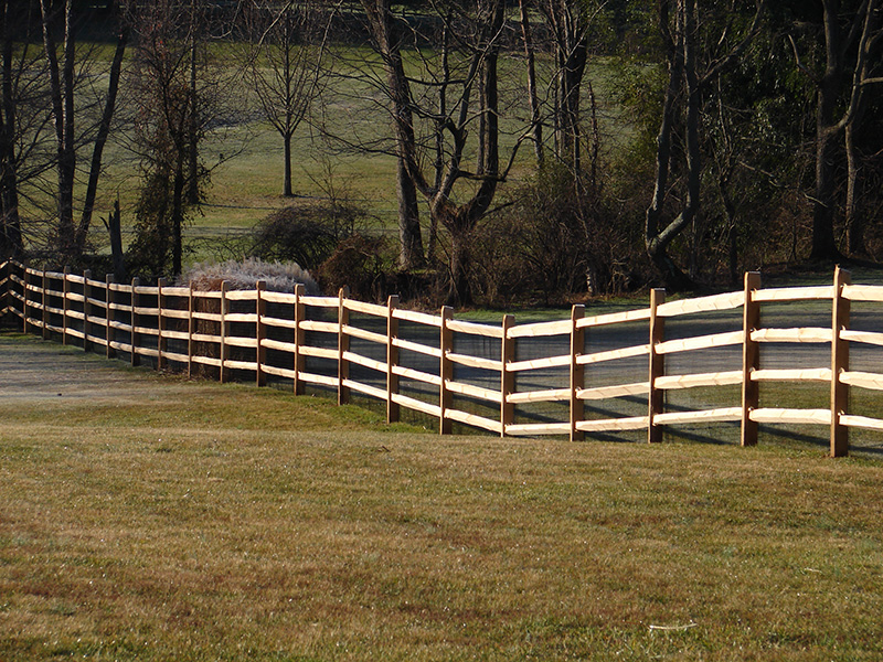 Wood Split Rail Fence | 4 Rail with Wire Mesh